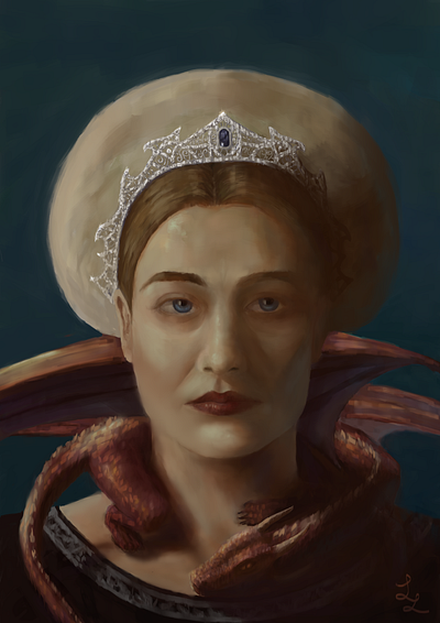 The Official Portrait digital art dragon fantasy illustration painting portrait royalty woman