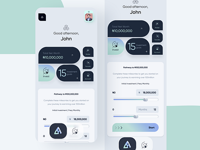 Mobile investment tracking app abstract app design finance fintech grid illustration investment layout minimal networth ui ux