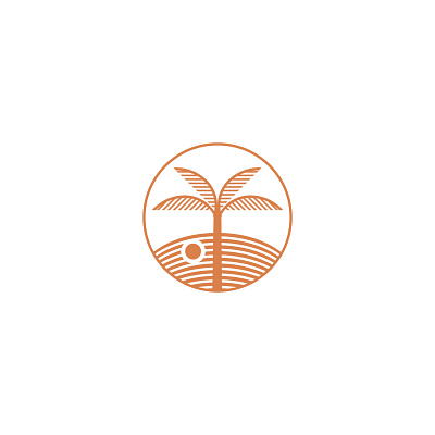 Relaxing Logo Concept circle logo oasis outline palm pictoral relax rounded sunset tree