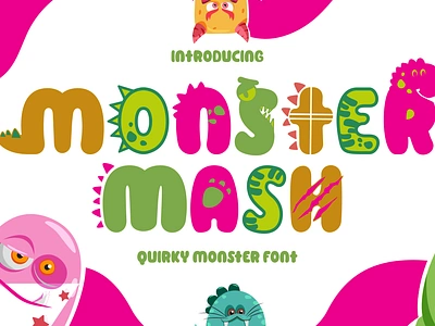 Monster Mash – Quirky Dino & Monster Font animal branding children crafting cute dino display fun illustration kids logo magazine modern monster packaging playful poster quirky typography unique