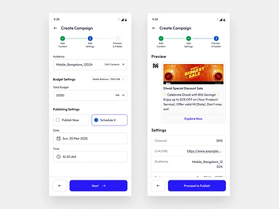 Marketing Campaign Creation Form Mobile UI adobexd android branding design figma illustration ios marketing ui user experience user interface ux