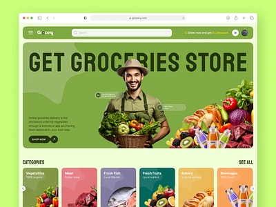 E-commerce grocery shopping website UI Design branding design figma figma design glisterflow graphic design interaction design omarfaruk omarfaruk47 ui uiux uiux design user experience user interface