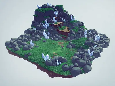 Blender & Uneal Engine 5 | 3D Modeling Simple Game Environment 3d 3d model 3d modeling cartoon crystal design environment flat shaded game game art game asset game model grass icon landscape low poly lowpoly rendering rock unreal engine 5