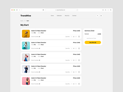 TrendHive ecommerce My Cart Page Design design flow ecommerce ecommerce website design my cart design my cart page online shopping shopping page ui design uiux design ux design