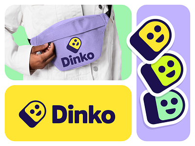 Dinko - Logo Design for a Modern Fashion Accessories Brand accessories brand guideline brand identity branding colorful colors d logo fashion fun funky happy happy face icon symbol identity joy logo logo designer mascot modern playful