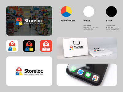 Storeloc Logo apps branding business location logo logos maps modern shop shopping bag simple store