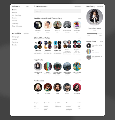 Music Streaming Platform – Desktop Design Concept designconcept designinspiration desktopdesign figma figmadesign interactiondesign intuitivedesign musicappdesign musicstreaming productdesign uiux usercentereddesign userexperience userexperiencedesign uxdesign uxui webdesign