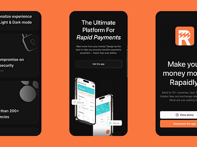 Rapaid - Payment Platform UI UX Landing Page banking website finacne landing page finance ui finance website financial landing page financial management platform financial website fintech fintech landing page landing page mobile app money website payment platform payment website saas landing page stripe website ui web design wise website