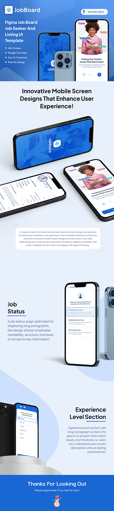 JobBoard - Figma Job Board Job Seeker and Listing Mobile UI Temp 3d animation branding creative design graphic design illustration logo product design template ui ui design uiux user experience user interface ux design web design web development website website development