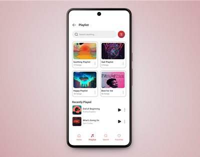 Music App Playlist UI app application audio audio player concept design mobile app mobile application music music player player song ui uiux ux