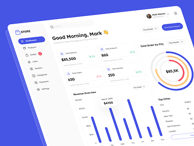 Store Management Dashboard Admin UI Kit clean design ecommerce elegant minimal order premium store management ui kit vendor