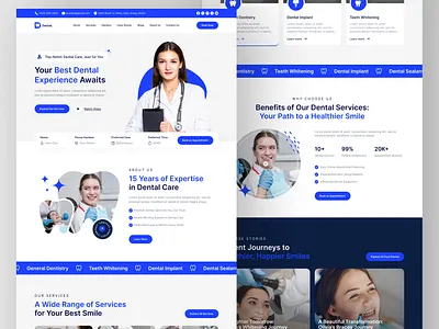 Dentist and Dental Clinic Website UIUX Design | Figma Design dental dental clinic dentist design designer figma figma designer figma ui ux designer figma web designer hire ui ux designer landing page landingpage react js ux uxui web web design web designer web designer in usa web developer