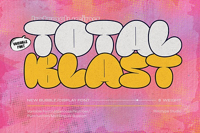 Total Blast Font Family bubble font display font fancy font family fun headline font hippie font hipster movie retro font total blast font family y2k