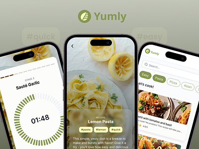 Yumly - cooking never been easier! ai branding cooking mobile receipe ui