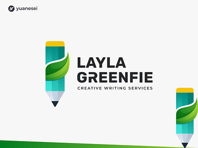 LAYLA GREENFIE Creative Writing Services Logo Design app app icon branding colorful logo draw gradient logo graphic design icon iconic leaf logo logo design logo maker logotype mobile app pencil pencil logo smart tech ui ux