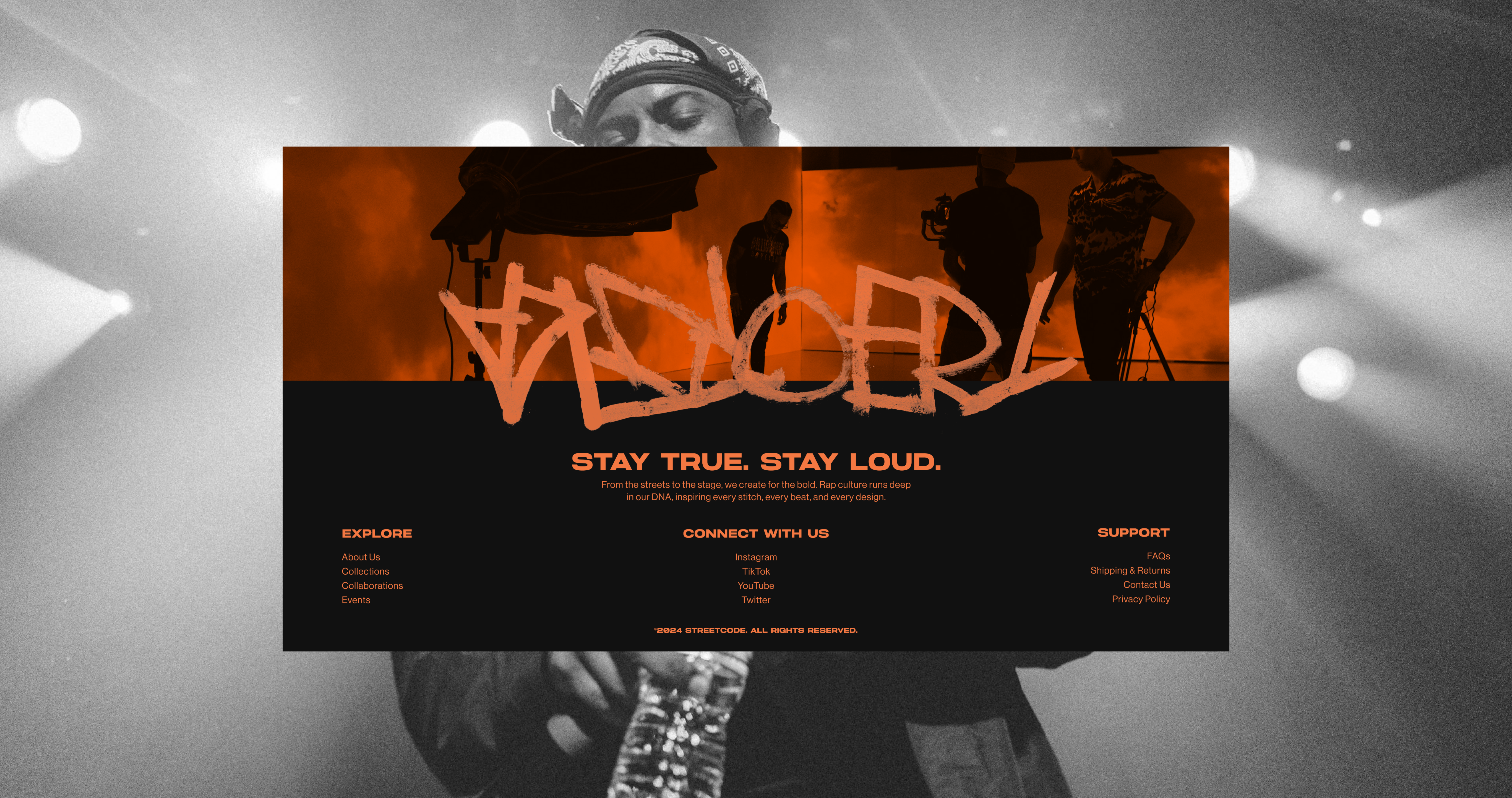Footer Design for a Streetwear Brand clean layout creative direction design inspiration design trends footer interactive design landing page luxury branding minimal design modern design streetwear design typography uiux design user experience visual design web design website concept