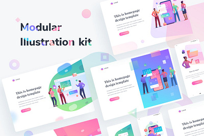 Modular Illustration Kit empty states error hero image homepage illustration ios app kit landing landingpage modular illustration kit page template ui