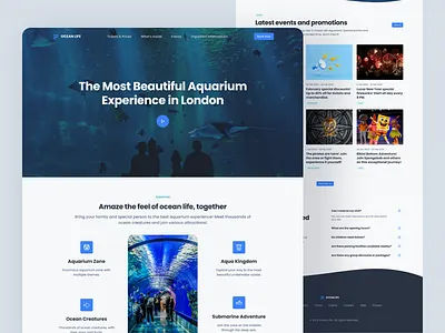 Ocean Life Landing Page 🐠 aquarium clean design design landing page modern design ui ui design uiux ux ux design web design website design
