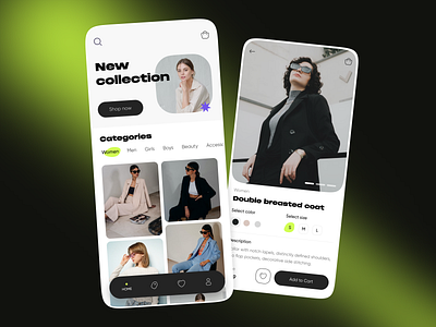 Сlothing store fashion interface mobile app store ui