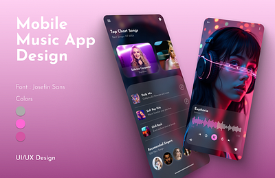 Mobile music streaming app design app design branding graphic design mobile app music app music straeming ui uiux ux