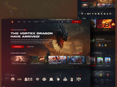 The Vortex Dragon Website Design branding design figma game game design illustration ui uiux user interface ux website