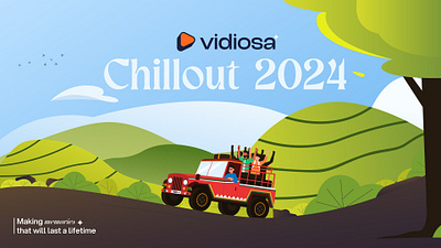 Chillout 2024 2dcharacter art carillustration cartoonillustration chillout day design enjoy greenland greenvally greenworld group tour illustration jeepcar landscepe mamorable tealand tour travel 2024 travel illustration vidiosa