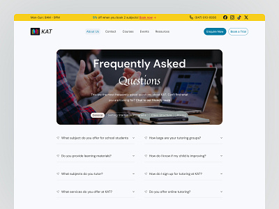 FAQs exploration for tutoring website common question page design education website education website design faq page faq uiux faqs faqs design faqs page kids website design question page tutoring website uiux