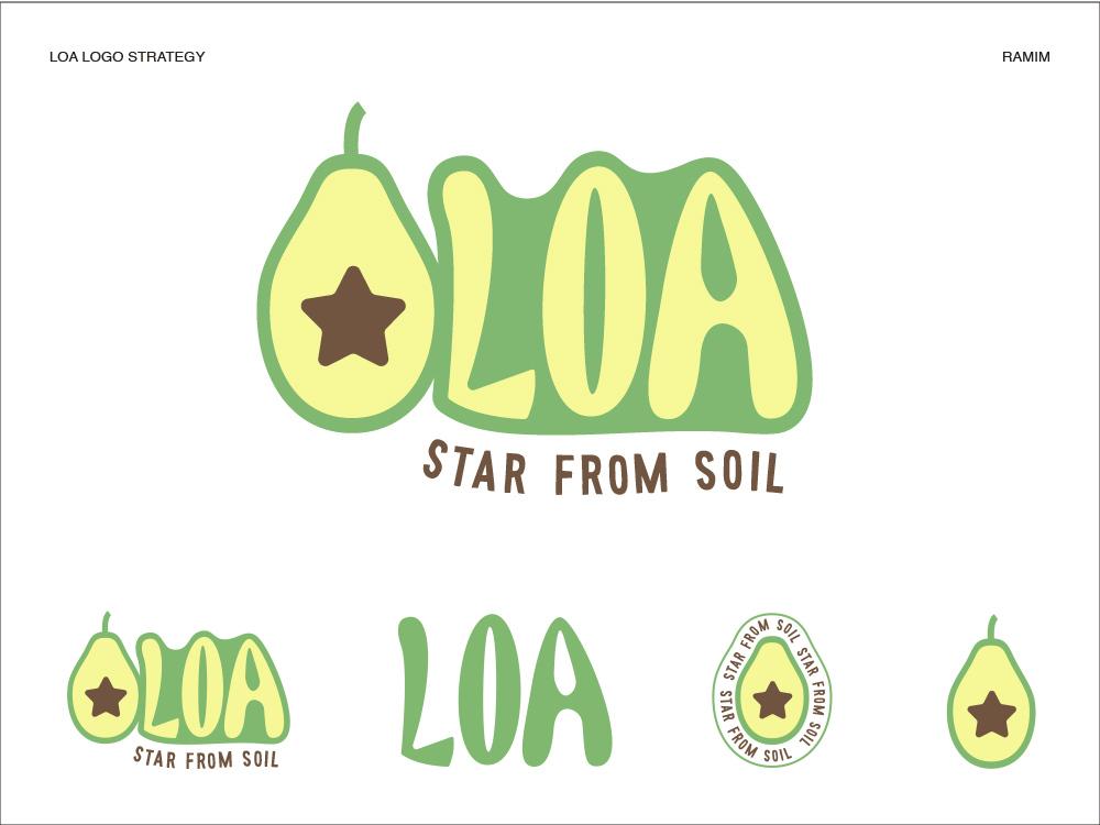 Wordmark Logo Strategy For LOA - Star From Soil a logo design avocado logo branding flat bradning food logo fruit logo green logo hand lettering leaf logo lettering logo mark logo minimal branding modern wordmark modern wordmark logo organic logo pictorial mark logo simple logo star logo thick wordmark wordmark logo