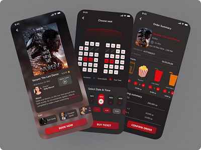 Cinema Ticket Booking App UI app cinema cinema app cinema booking mobile movies movies app ticket booking ui ux