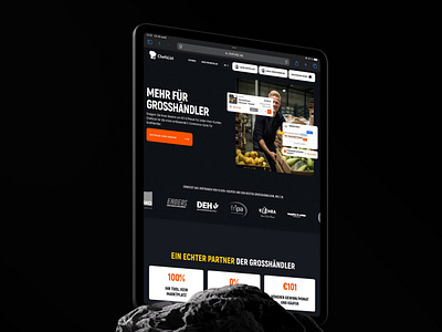 Chefslist.de - home page (tablet) adaptive black branding design graphic design illustration interface logo mobile orange product prototype responsive tablet ui ux website