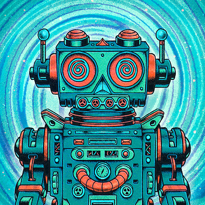 Number 6. comic comic style halftones illustration neo retro retro robot toy vintage