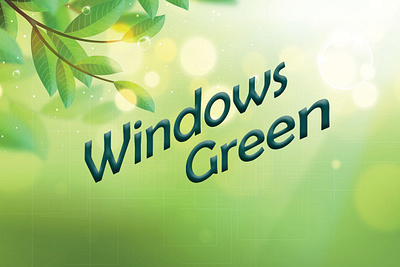 Windows fan version Wallpaper (Green Edition) 3d 3d text branding graphic design logo text design ui wallpaper design windows logo