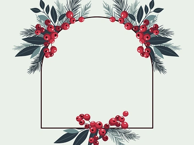 Winter decorative wreath border christmas cold december decoration fir frame graphic design green greeting card needles pine red berries simpe arrangment spruce vector illustration winter winter composition winter floral winter wreath