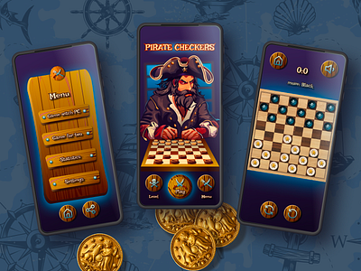 Mobile game PIRATE CHECKERS app design mobile app mobile game ui