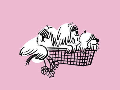 On our way to steal yo girl 🐕 basket design dogs doodle flower funny illo illustration lol sheepdog sketch