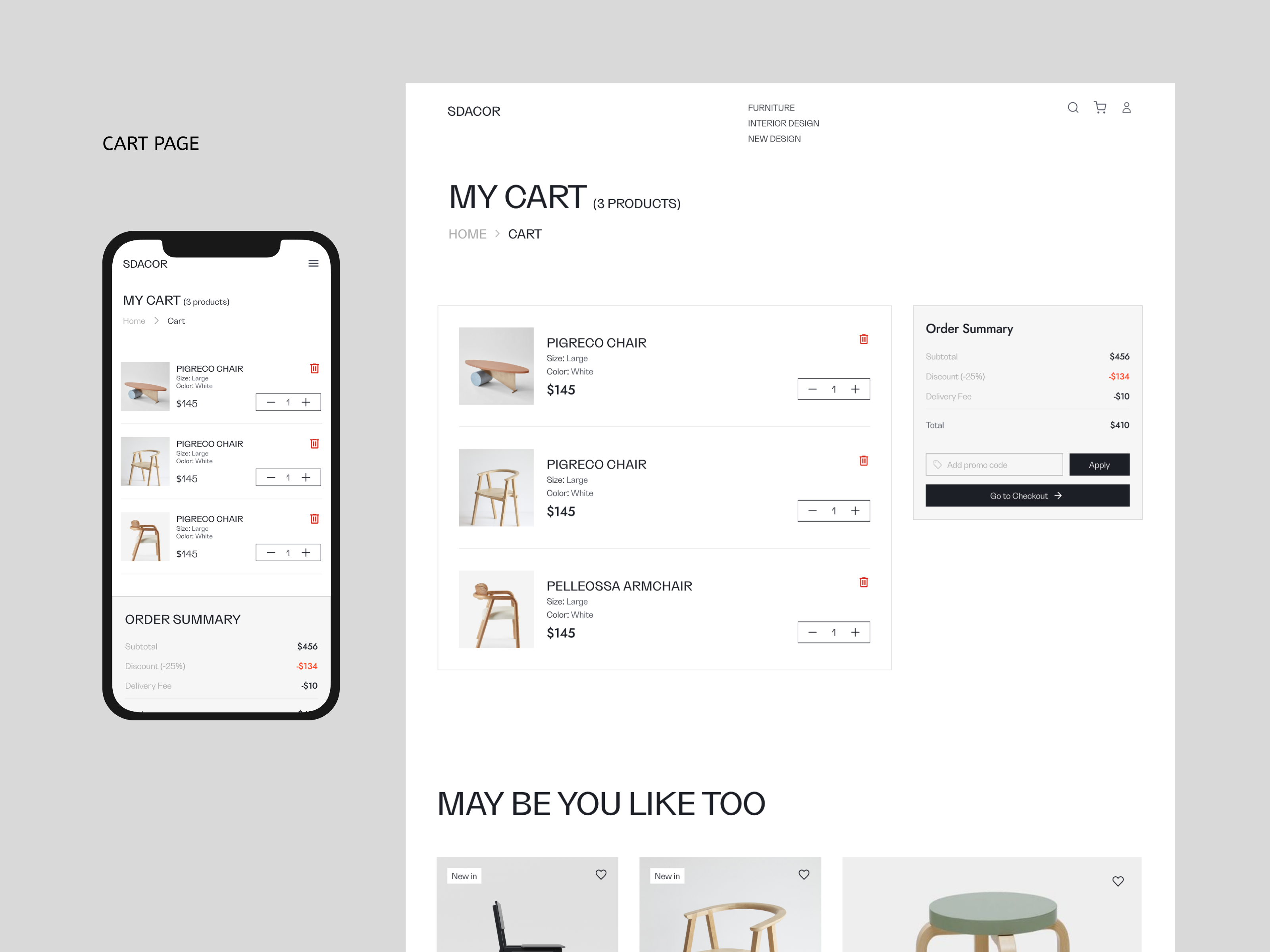 E-Commerce Furniture Website add to cart bag cart design ecommerce furniture furniture ecommerce minimal design online store shop web website