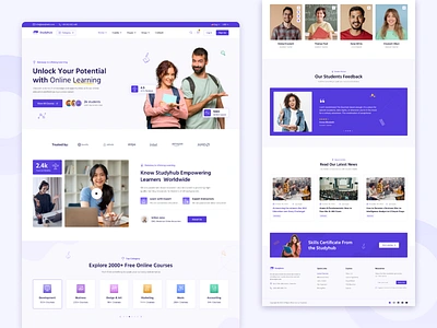 Online Education Landing Page edtech education ui landing page learning platform lms minimal design modern ui online education uiux design virtual classroom web design