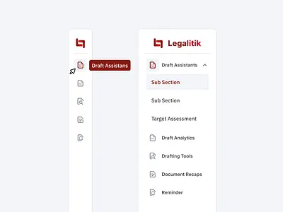 Sidebar of Document Analytic Dashboard dashboard document analytic web icon iconography legal legal app legal website menu navigation bar red red and white sidebar ui uiux design web design website design white