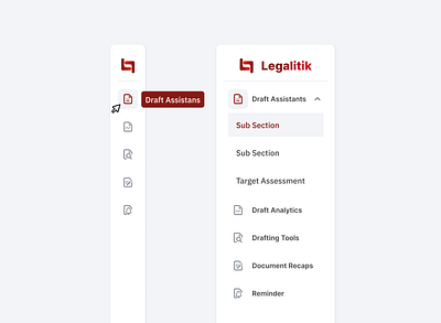 Sidebar of Document Analytic Dashboard dashboard document analytic web icon iconography legal legal app legal website menu navigation bar red red and white sidebar ui uiux design web design website design white