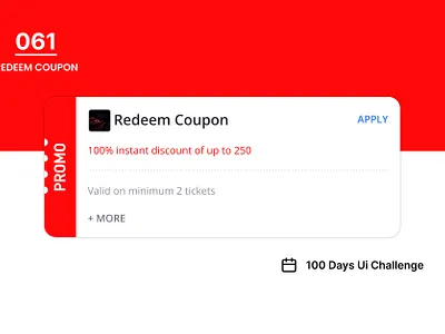 DAY-061 REDEEM COUPON 100 days ui 100days 100daysofui coupon daily ui challenge design figma redeem redeem coupon ticket ui user interface ux