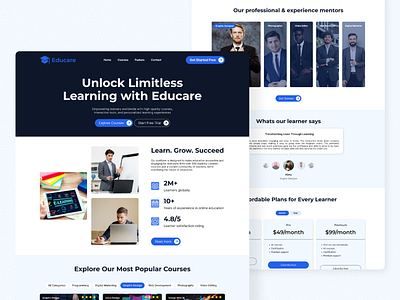 Educare-Educational Website(Landing Page) educational educationalwebsite herosection landingpage learningwebsite pricingsectrion ui website