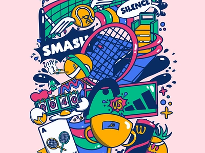 Smashing Back into the Game ball drawing illustration procreate racket tennis