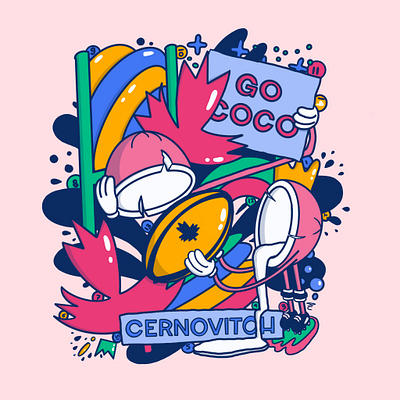 Coco rugby canada coco coconut illustration procreate rugby sport