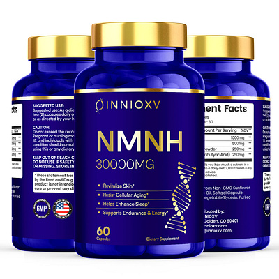 Innioxv NMN Supplement amazon product brand identity label nmn packaging packaging design pl agency private label supplement supplement label design