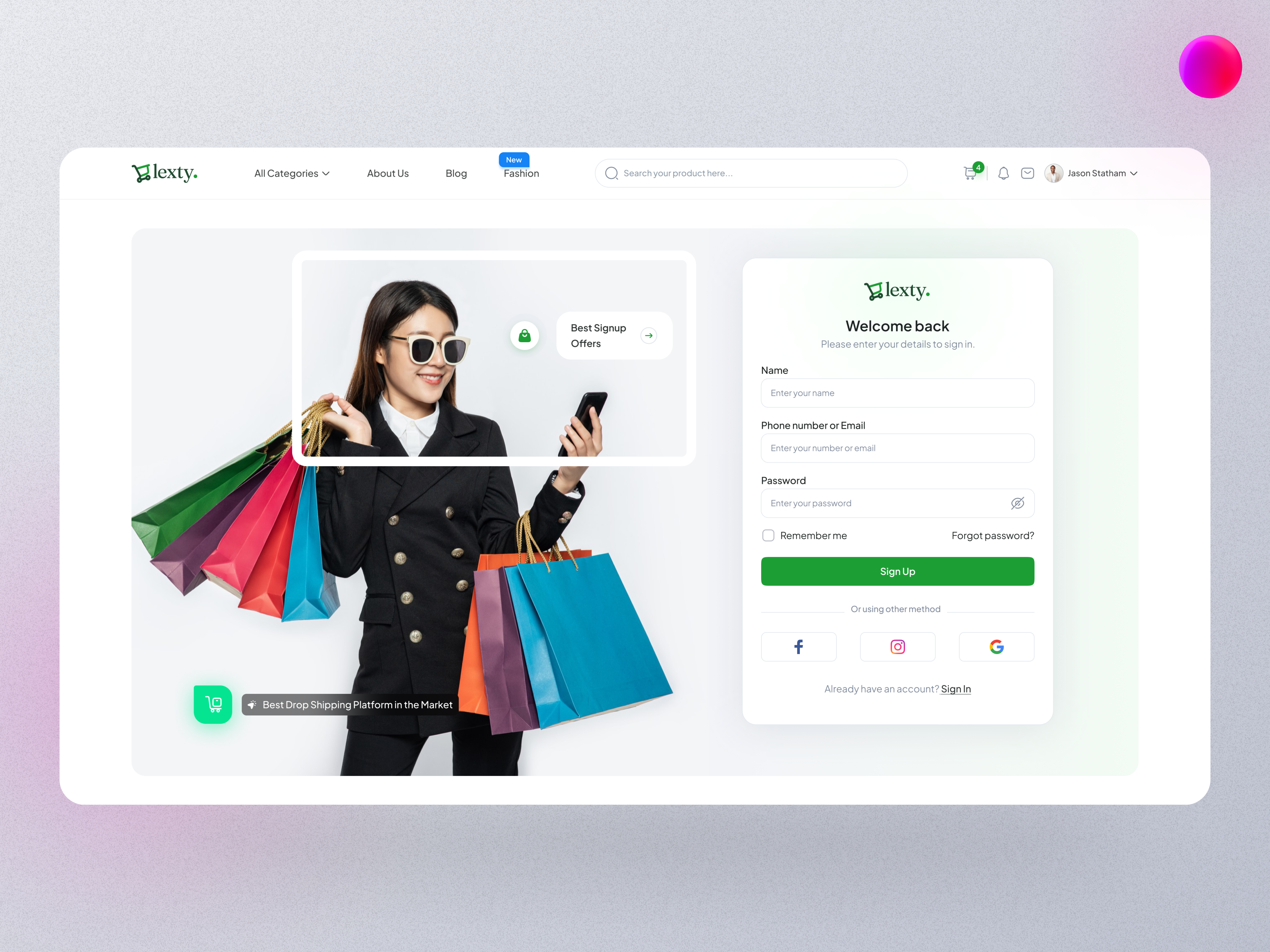 Example of Modern Responsive E Commerce Website