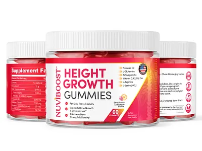 NUVI BOOST Height Growth Gummies Packaging Design brand theme gummies height gummies label design logo design packaging packaging design supplement supplement label supplement label design