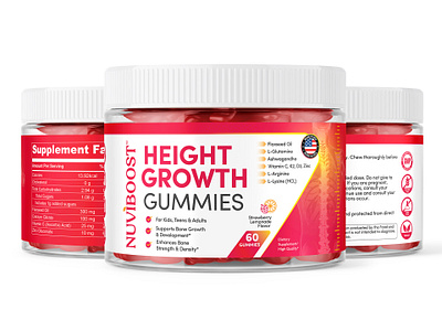 NUVI BOOST Height Growth Gummies Packaging Design brand theme gummies height gummies label design logo design packaging packaging design supplement supplement label supplement label design