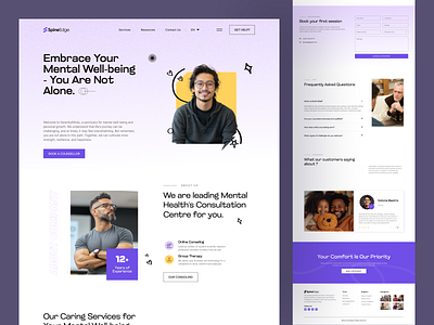 Mental Health Landing Page Design depression health care landing page design medical care meditation meditation website mental health mental health landing page mental health website mindfulness motivation online care psychology selfceare stress ui design uiux ux design wellness yoga