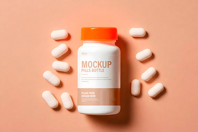 Free Pills Bottle Mockup. AI Generated capsule medicine health supplement health supplements medical mockup medicine medicine mockup multivitamin packaging mockup pharmacy mockup pill bottle pill bottle mockup pills bottle mockup pills mockup prescription bottle supplement supplement bottle vitamins display