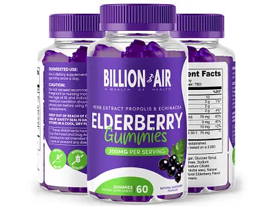 Billion Air Elderberry Gummies Packaging Design commercial design elderberry gummies packaging packaging design